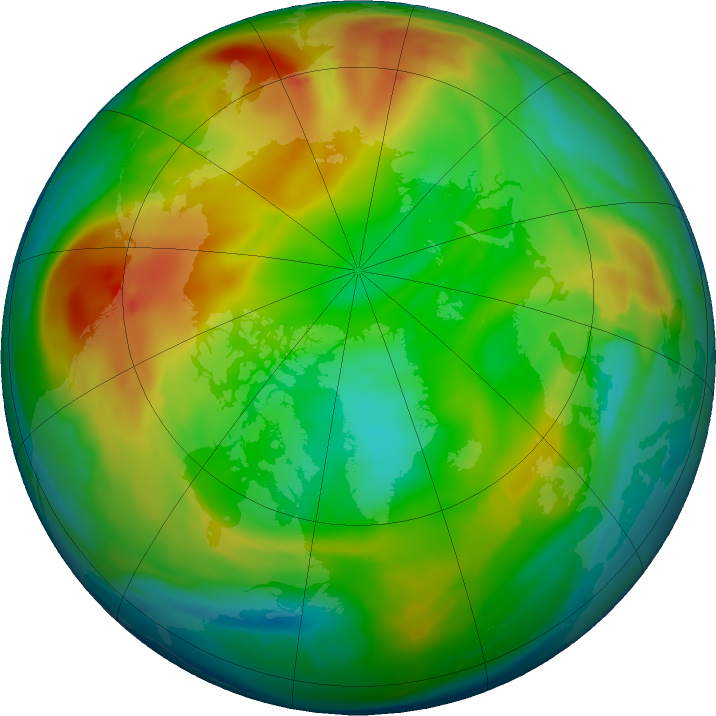 Arctic ozone map for 02 January 2022